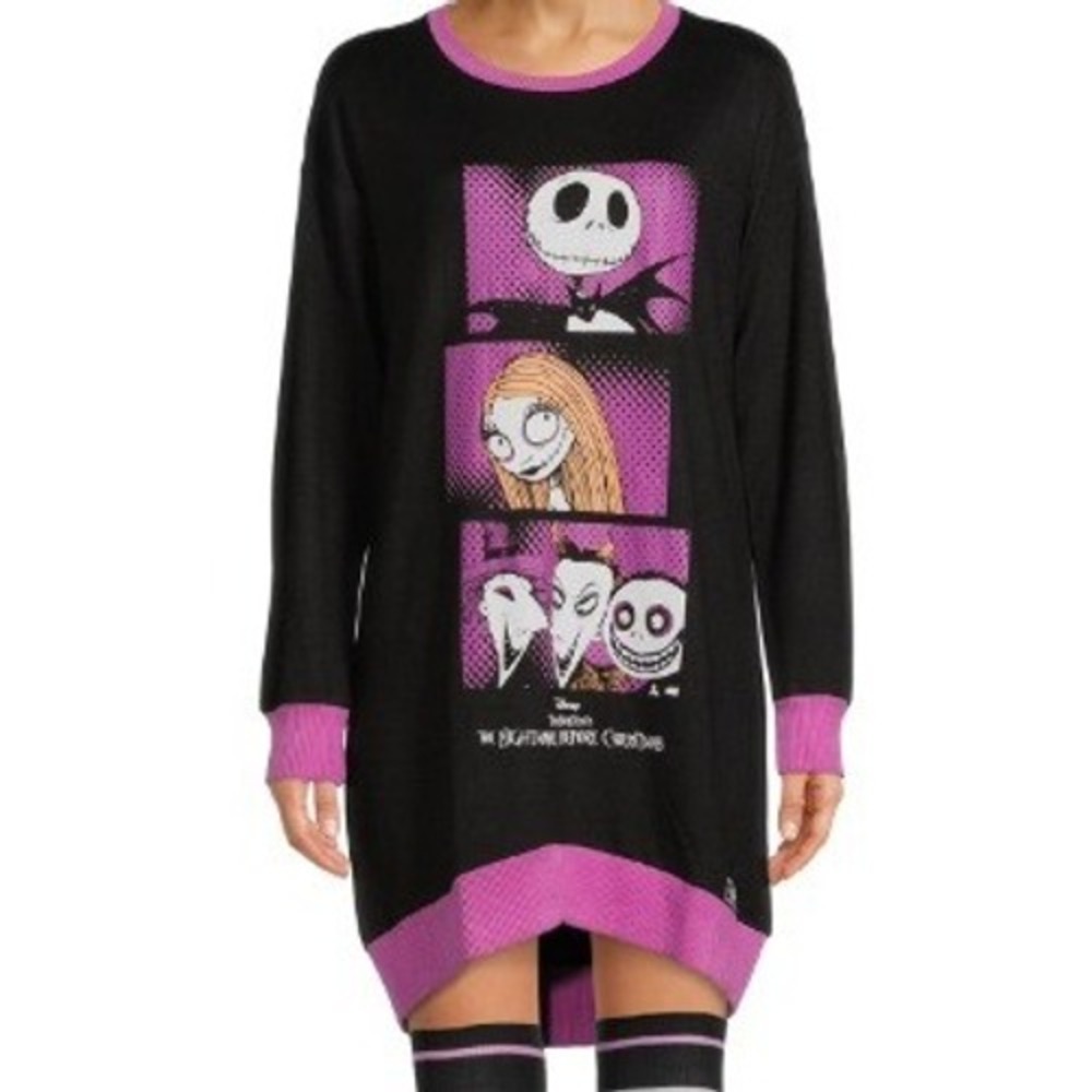 DISNEY Girls Large 12-14 The Nightmare Before Christmas Sleep Shirt Black Purple